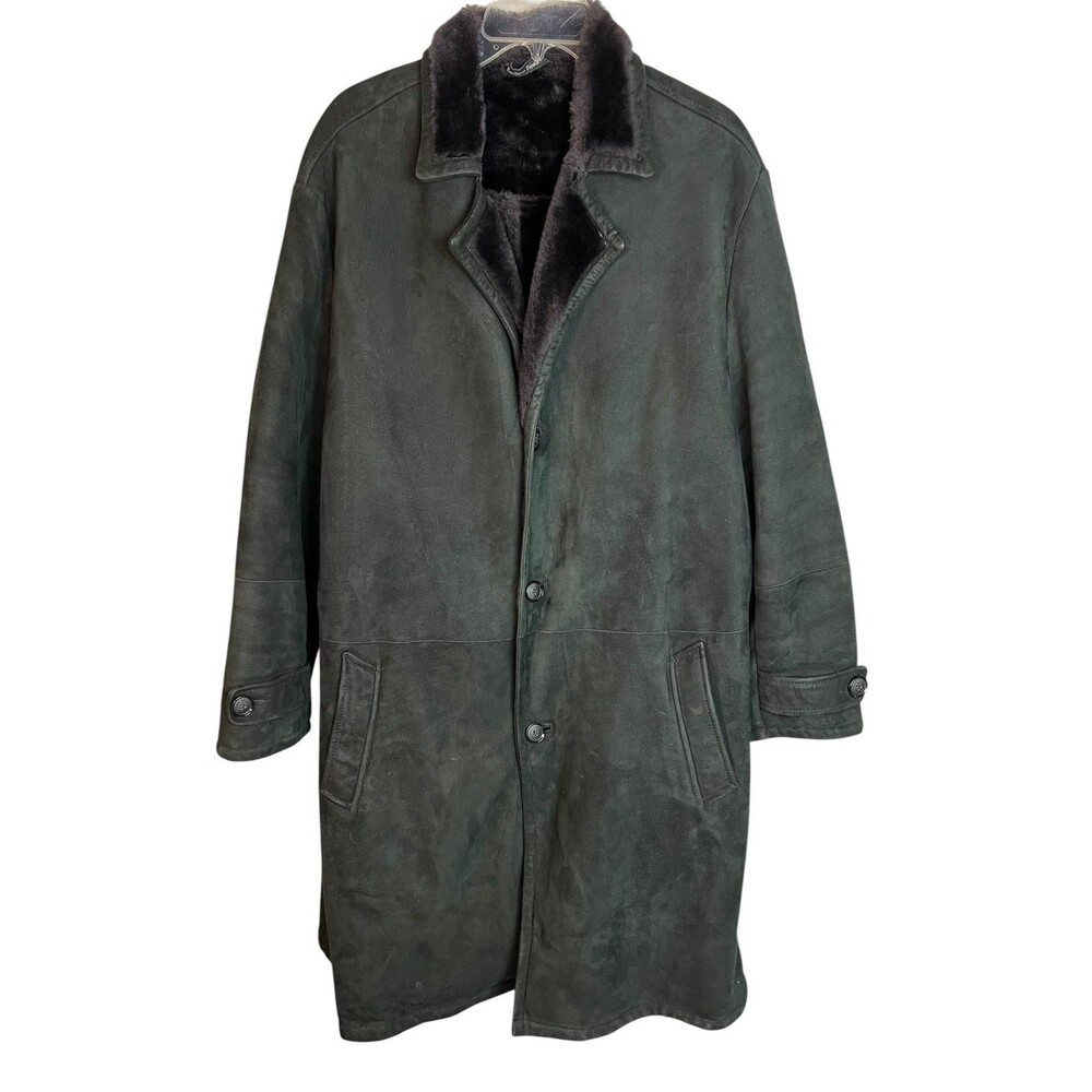 Emiliano Zapata Limited Mens Black 100% Shearling Suede Coat  Size EU 60 (US 52)